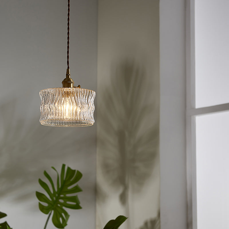 Industriële Drum Plafondlamp Enkele Glazen Hanglamp in Goud voor Restaurant