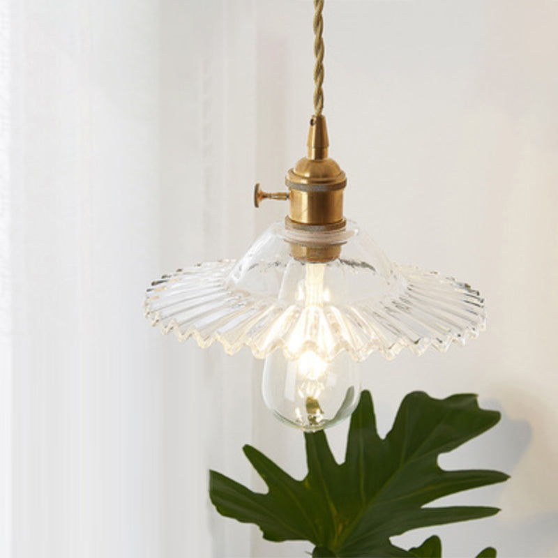 Antieke Schaduw Hanglamp 1-Licht Duidelijk Glas Hanglamp voor Restaurant
