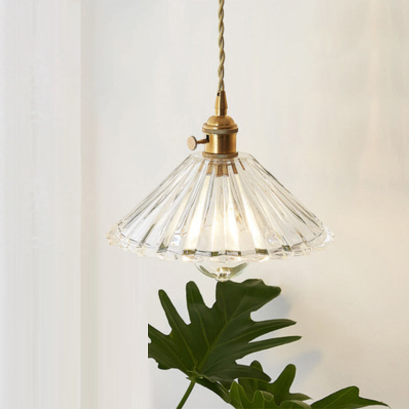 Antieke Schaduw Hanglamp 1-Licht Duidelijk Glas Hanglamp voor Restaurant