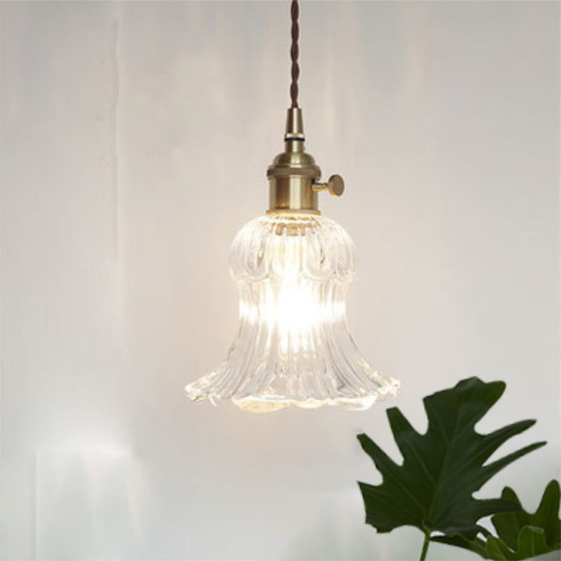 Antieke Schaduw Hanglamp 1-Licht Duidelijk Glas Hanglamp voor Restaurant