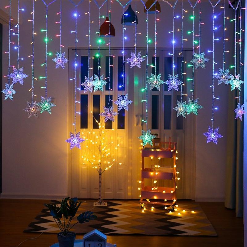 Skanto | LED-Gordijn Lichtketting met Sneeuwvlokken | Binnen & Buiten