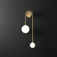 Opal Glass Ball Wandverlichting Ontwerper 2 Koppen Gouden Afwerking Wandlamp voor Woonkamer