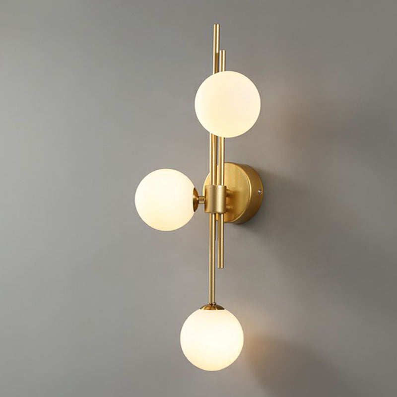 Designer Ball Wandlamp Glas 3-Kops Slaapkamer Wandverlichting in Messing