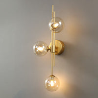 Designer Ball Wandlamp Glas 3-Kops Slaapkamer Wandverlichting in Messing