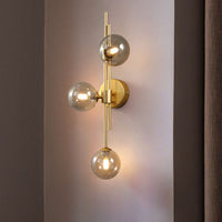Designer Ball Wandlamp Glas 3-Kops Slaapkamer Wandverlichting in Messing