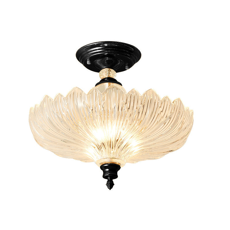 Zwart/Goud 3 Lichten Plafondmontage Traditionele Kristallen Golfvormige Semi Flush Licht voor Eetkamer, 12"/16" Breed