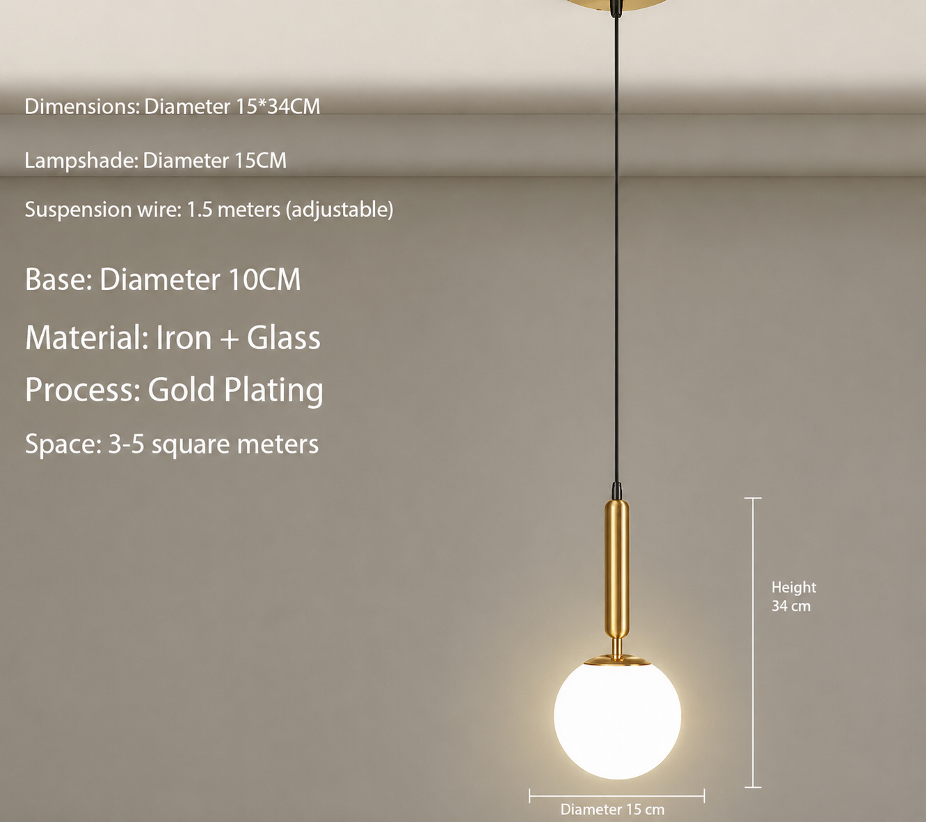 Gouden Scandinavische hanglamp