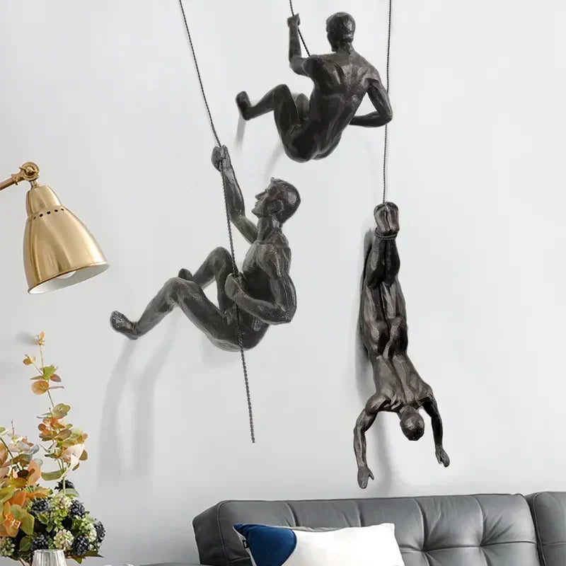 Decoratieve Klimfiguren Wand Sculptuur Set voor Moderne Wanddecoratie