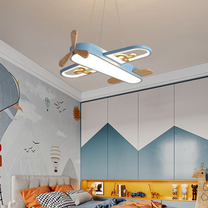 Kinderen Vliegtuigvormige Hanglamp Acryl Slaapkamer LED Kroonluchter Hanglamp