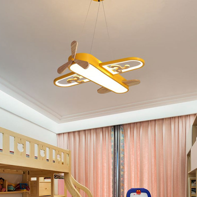 Kinderen Vliegtuigvormige Hanglamp Acryl Slaapkamer LED Kroonluchter Hanglamp