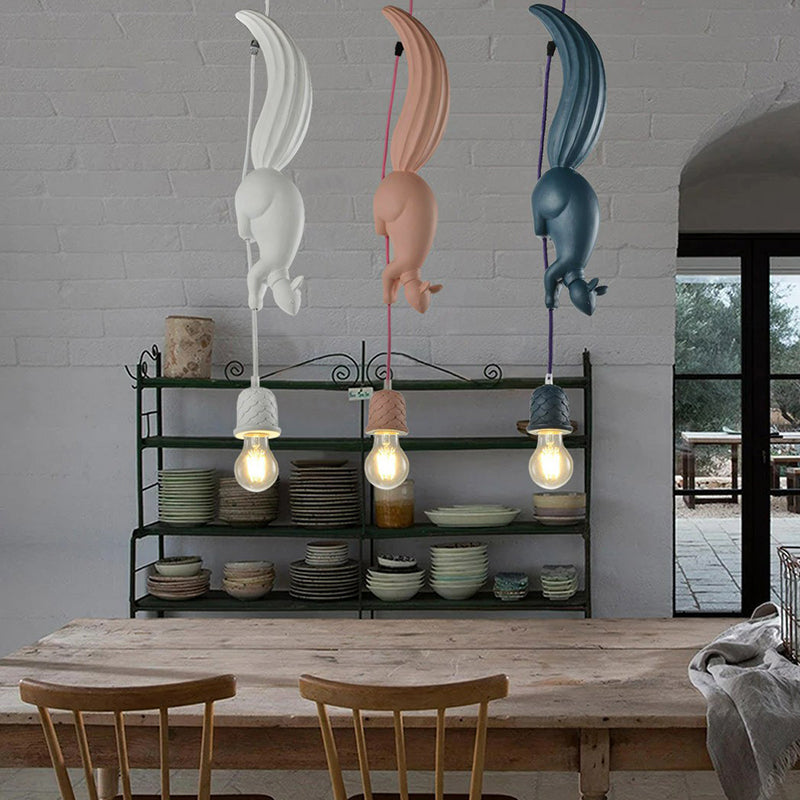 Eekhoorn en Dennenappel Eetkamer Hanglamp Hars 1 Hoofd Decoratieve Hanglamp