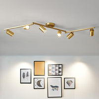 Minimalistische Spotlight Led Flush Plafondlamp Gouden Tubulaire Track Light met Metalen Kap