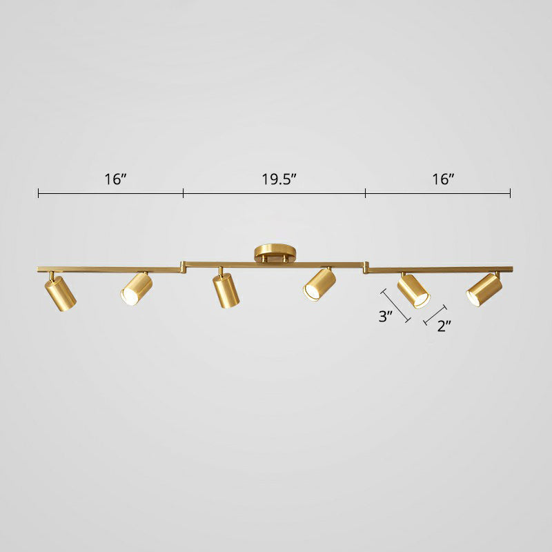 Minimalistische Spotlight Led Flush Plafondlamp Gouden Tubulaire Track Light met Metalen Kap