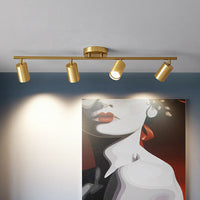 Minimalistische Spotlight Led Flush Plafondlamp Gouden Tubulaire Track Light met Metalen Kap