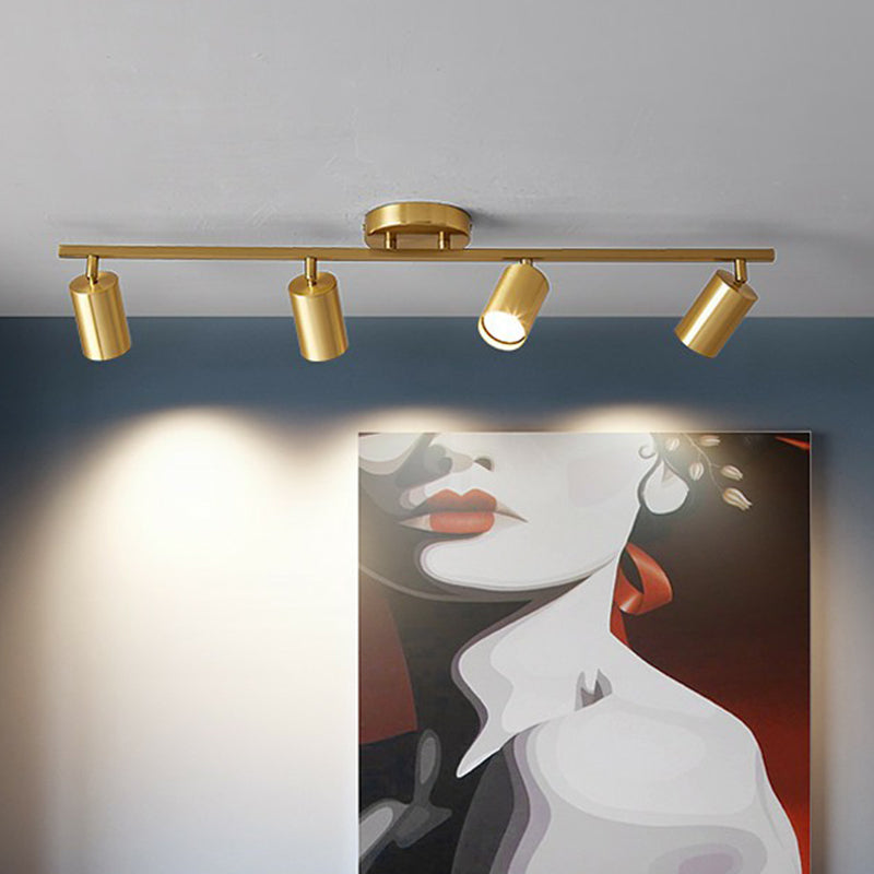 Minimalistische Spotlight Led Flush Plafondlamp Gouden Tubulaire Track Light met Metalen Kap