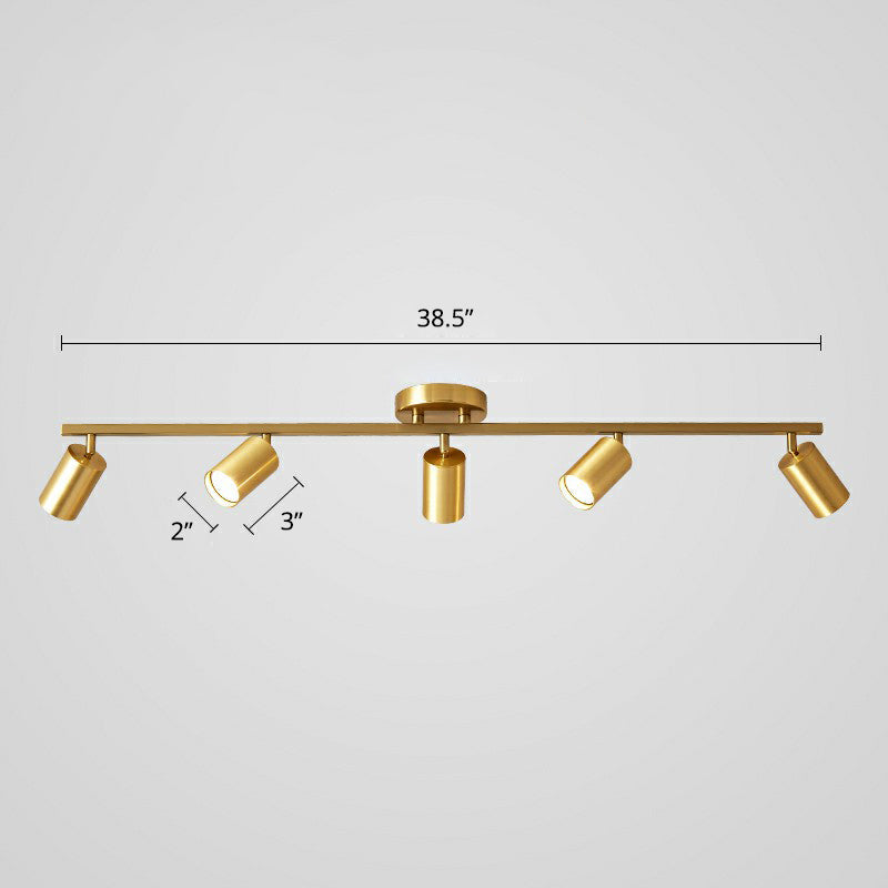 Minimalistische Spotlight Led Flush Plafondlamp Gouden Tubulaire Track Light met Metalen Kap