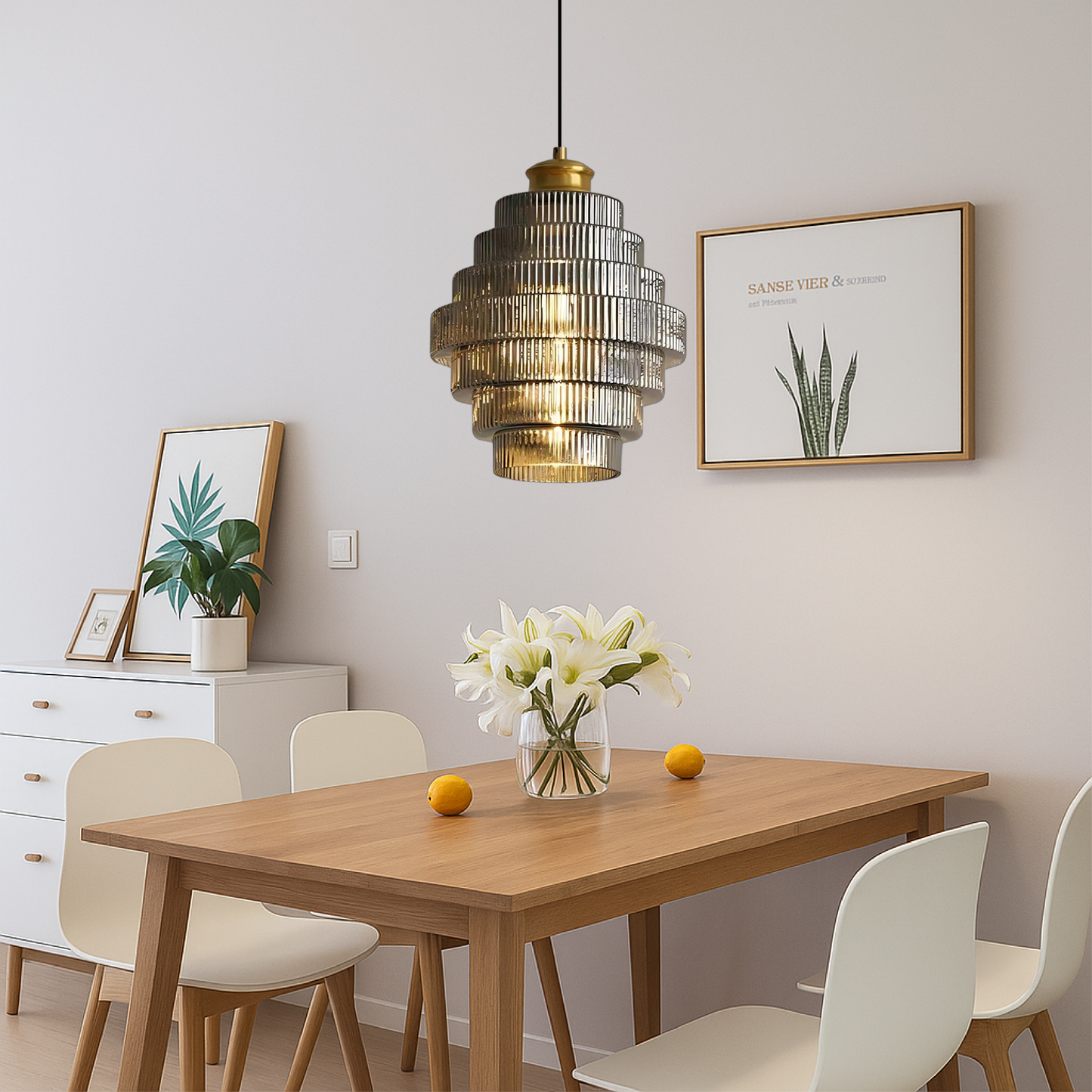 Vintage Laaghangende Glazen Lamp
