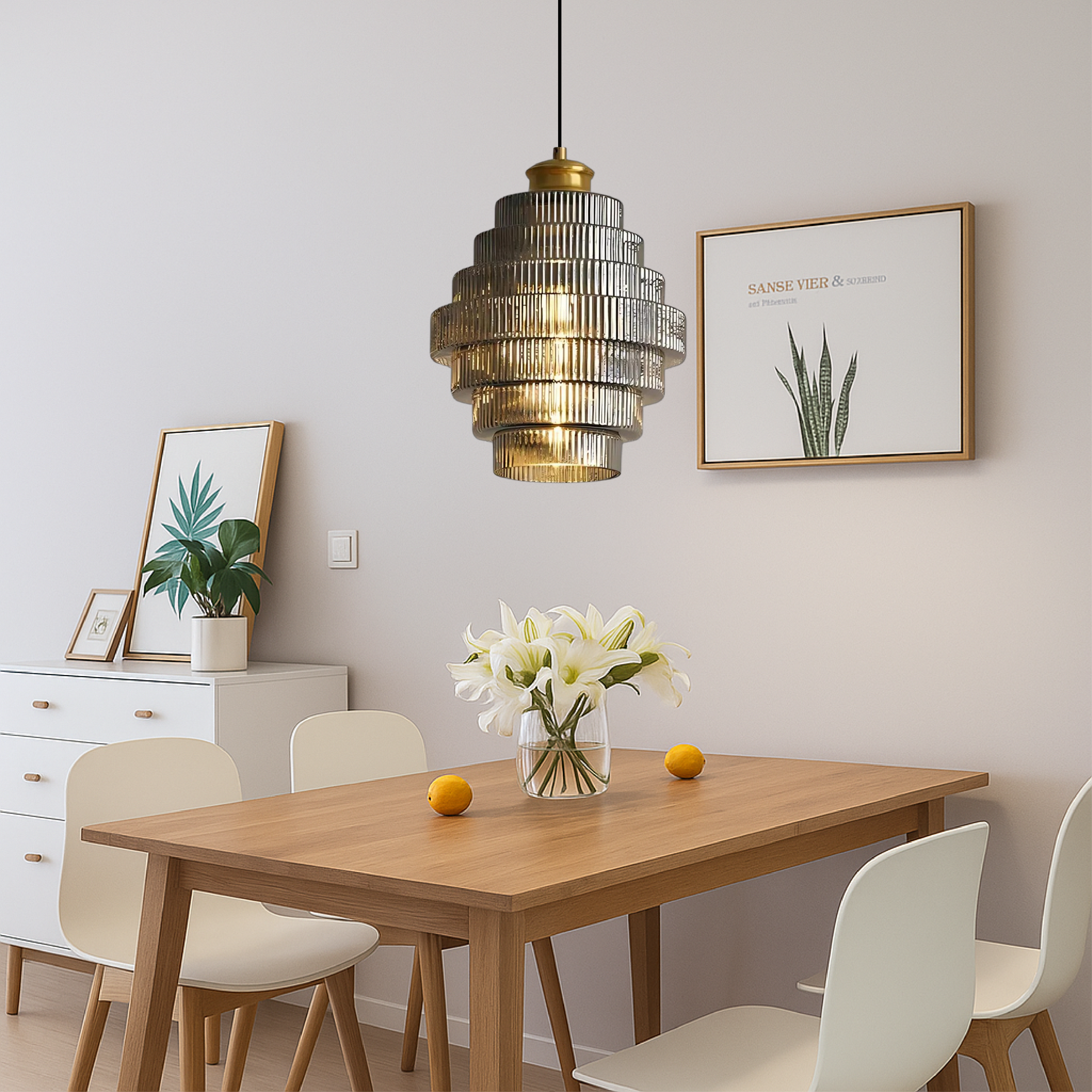 Vintage Laaghangende Glazen Lamp