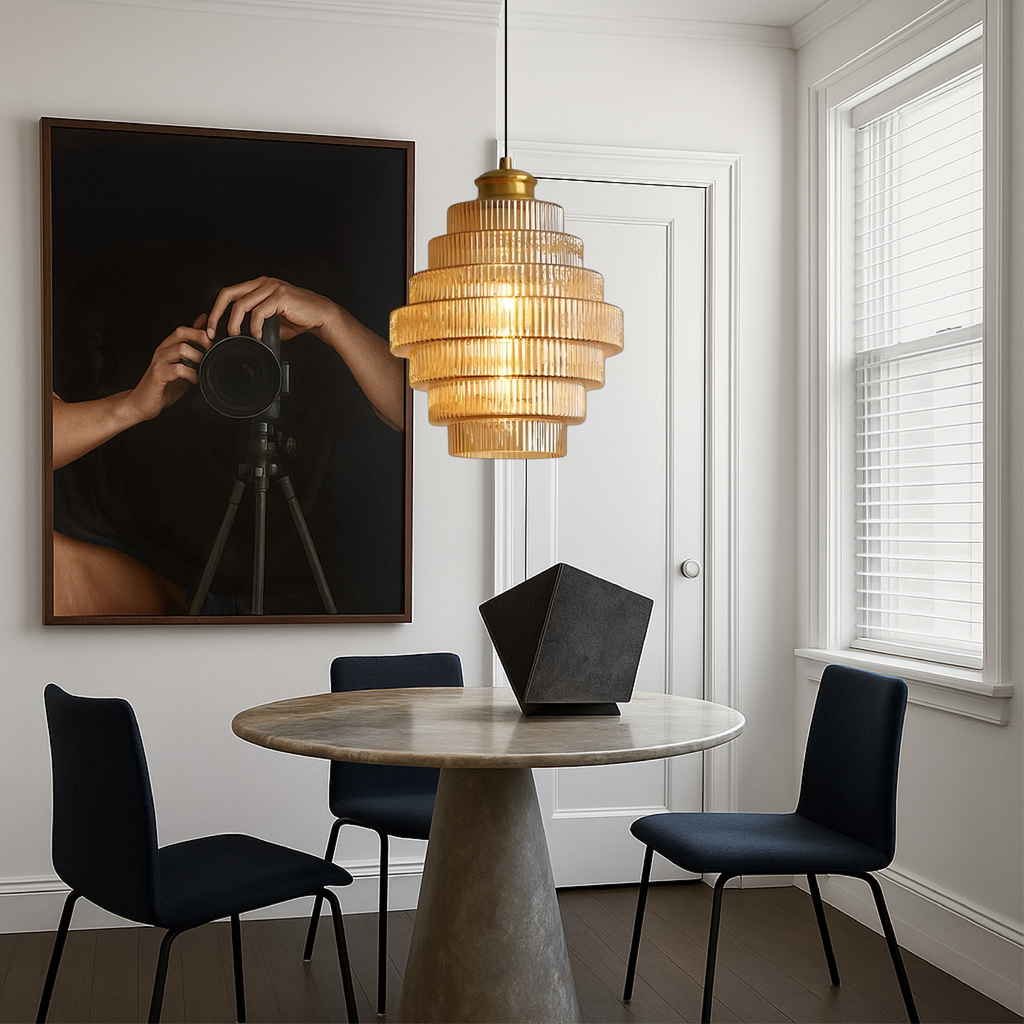 Vintage Laaghangende Glazen Lamp
