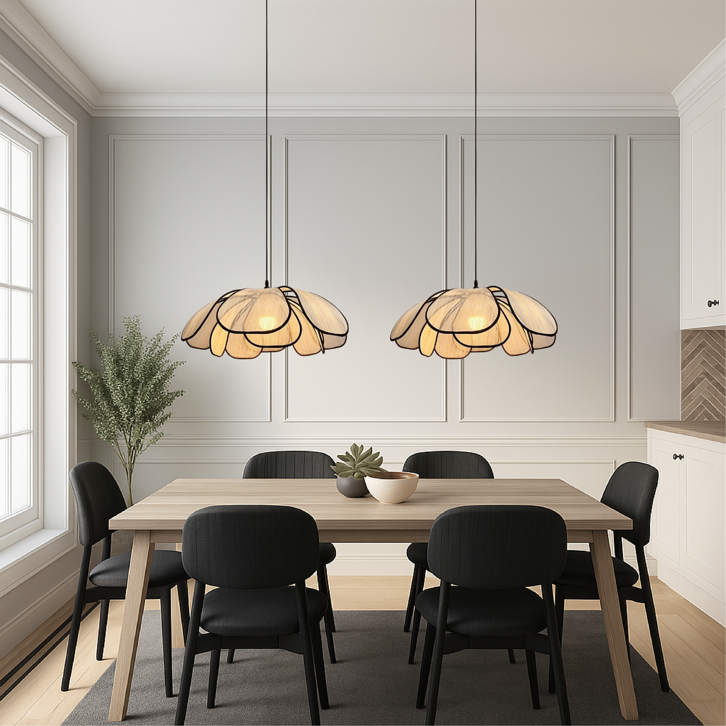 Scandinavische Houten Bloem Pendel Verlichting