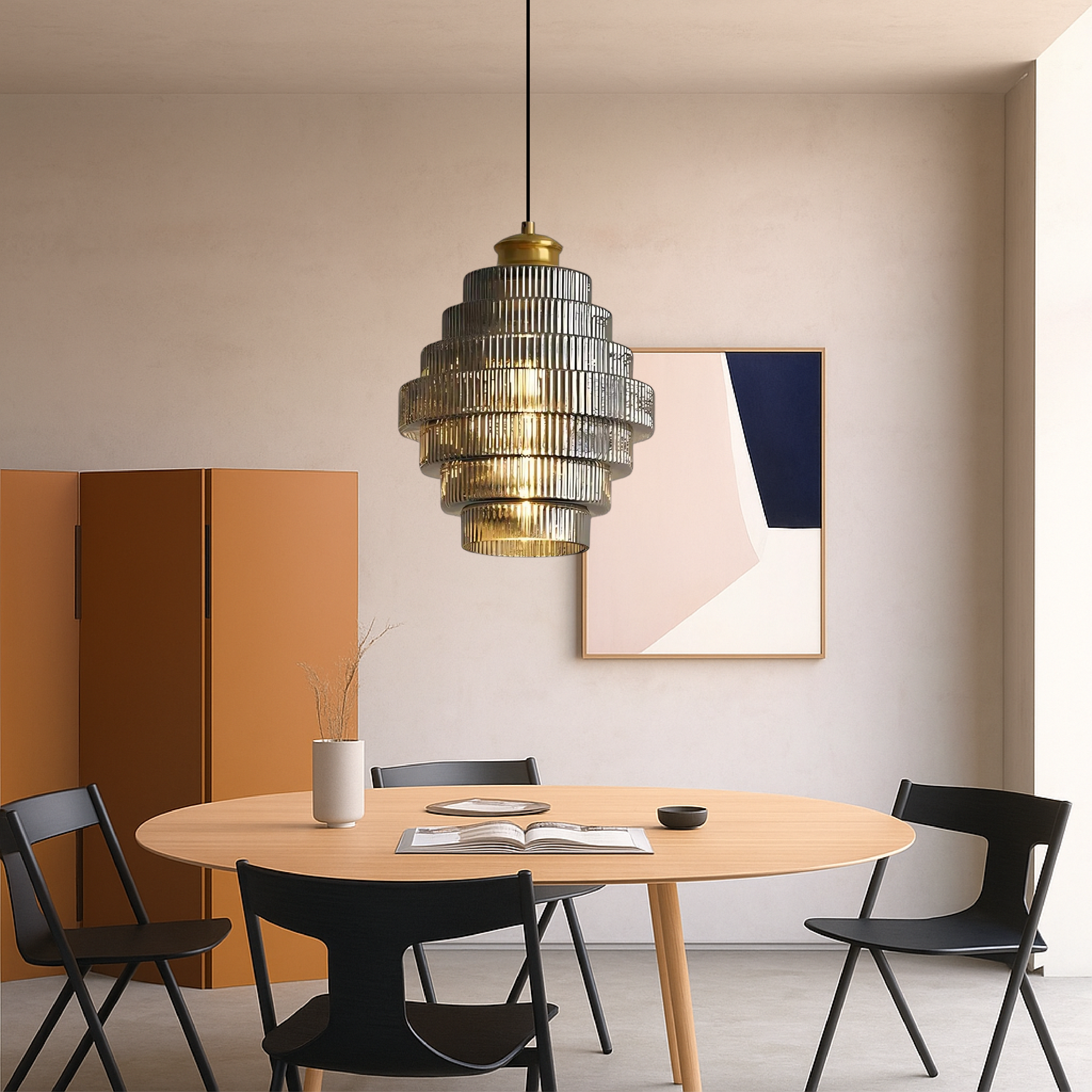 Vintage Laaghangende Glazen Lamp