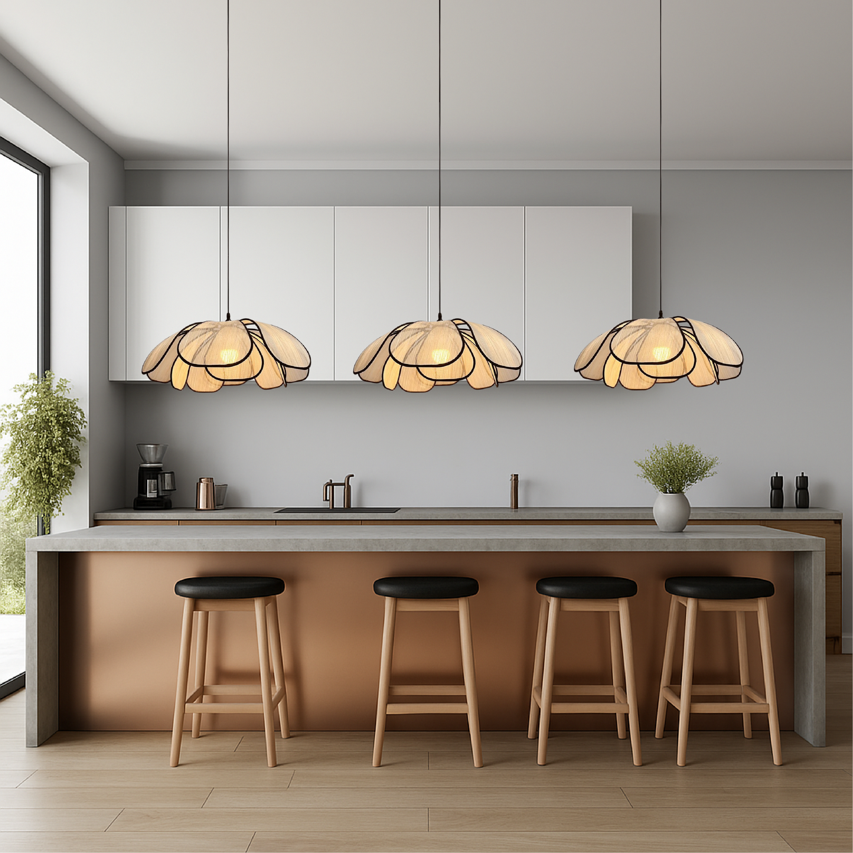 Scandinavische Houten Bloem Pendel Verlichting