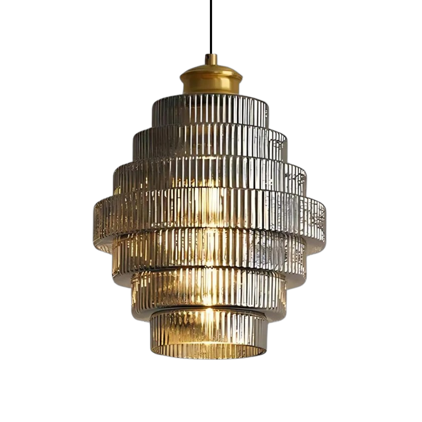 Vintage Laaghangende Glazen Lamp