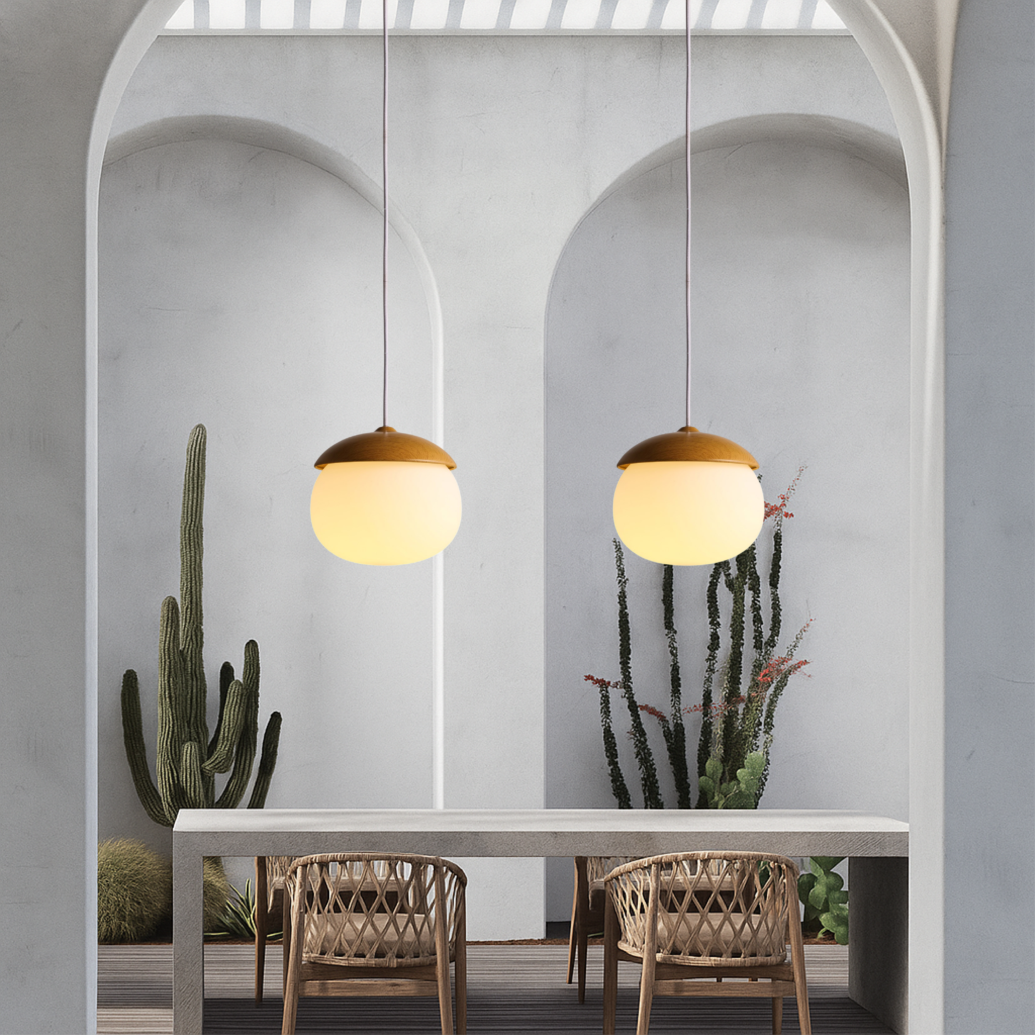 Noordse Houten Hanglamp