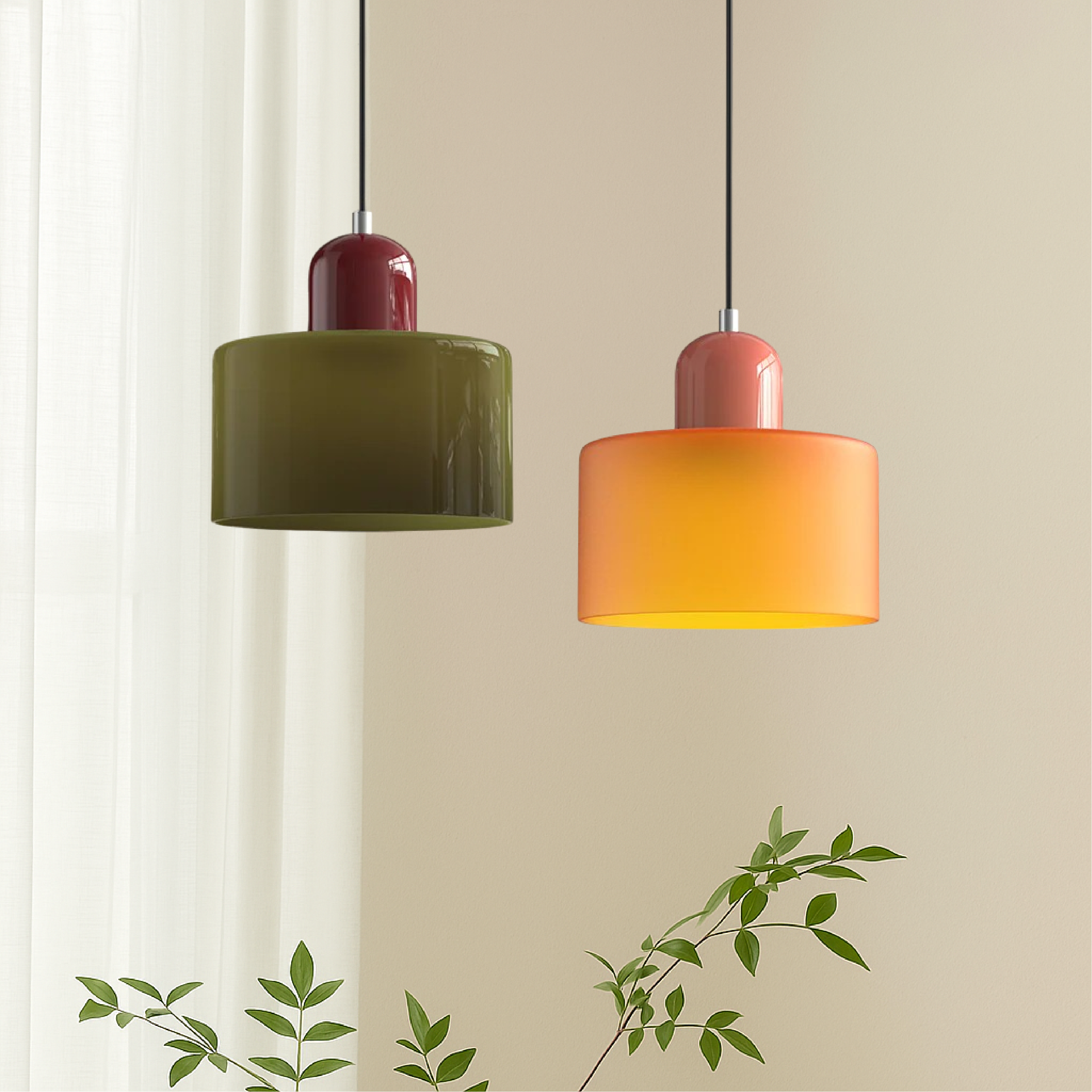 Gekleurde glazen Bauhaus hanglamp