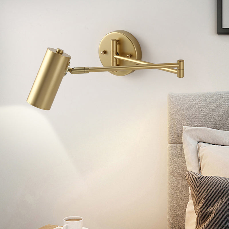 Tubulaire Wandlamp voor Bedzijde, Muurbevestiging, Lezen, Metaal, 1 Lamp, Postmoderne Wandverlichting met Uittrekbare Arm