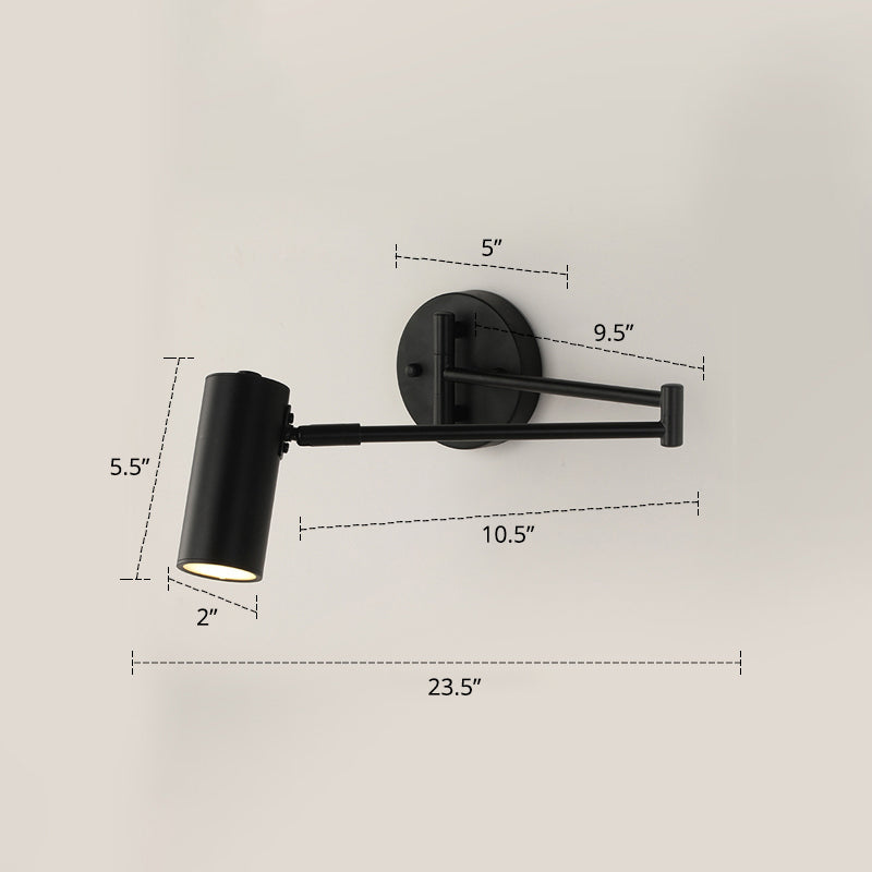 Tubulaire Wandlamp voor Bedzijde, Muurbevestiging, Lezen, Metaal, 1 Lamp, Postmoderne Wandverlichting met Uittrekbare Arm