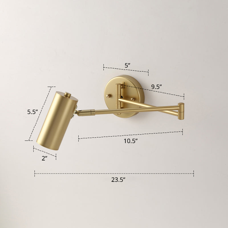 Tubulaire Wandlamp voor Bedzijde, Muurbevestiging, Lezen, Metaal, 1 Lamp, Postmoderne Wandverlichting met Uittrekbare Arm