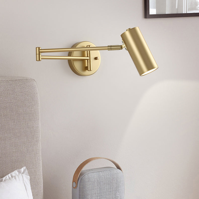 Tubulaire Wandlamp voor Bedzijde, Muurbevestiging, Lezen, Metaal, 1 Lamp, Postmoderne Wandverlichting met Uittrekbare Arm