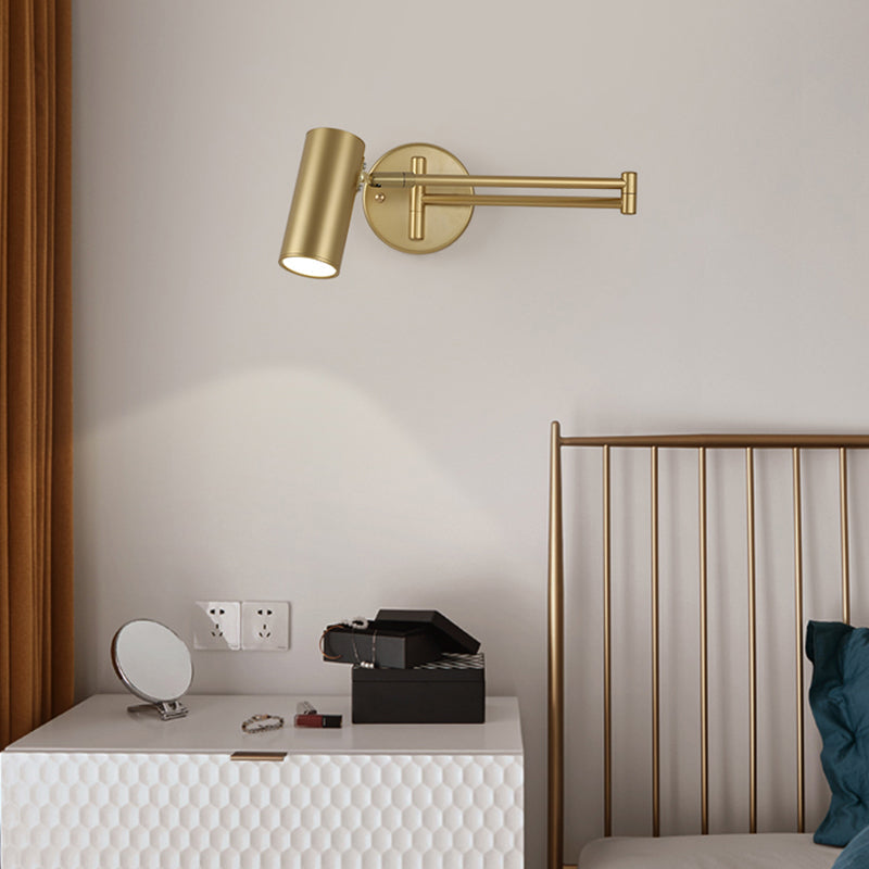 Tubulaire Wandlamp voor Bedzijde, Muurbevestiging, Lezen, Metaal, 1 Lamp, Postmoderne Wandverlichting met Uittrekbare Arm