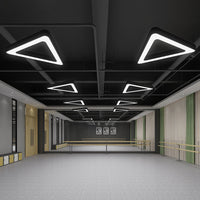 Driehoekige Gym Plafond Hanglamp Metallic Moderne LED Kroonluchter Verlichting in Zwart