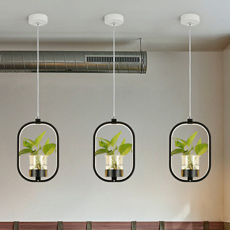 Nordic Circulaire LED Plafond Hanglamp Acryl Eetkamer Hanglamp met Glazen Plantenbak