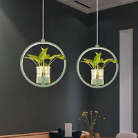 Nordic Circulaire LED Plafond Hanglamp Acryl Eetkamer Hanglamp met Glazen Plantenbak