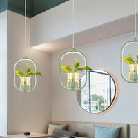 Nordic Circulaire LED Plafond Hanglamp Acryl Eetkamer Hanglamp met Glazen Plantenbak