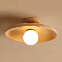 Ondiepe Komvormige Plafondlamp Minimalistisch Houten 1 Hoofd Gang Semi Flush Mount Licht