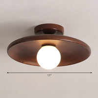 Ondiepe Komvormige Plafondlamp Minimalistisch Houten 1 Hoofd Gang Semi Flush Mount Licht