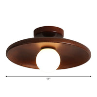 Ondiepe Komvormige Plafondlamp Minimalistisch Houten 1 Hoofd Gang Semi Flush Mount Licht