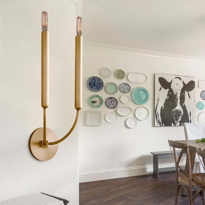 1/2 Lampen Tube Wandlamp Traditionele Metaal Wandlamp in Zwart/Brass voor de Eetkamer