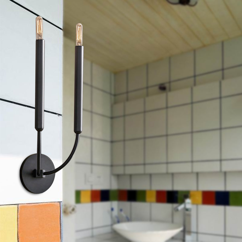 1/2 Lampen Tube Wandlamp Traditionele Metaal Wandlamp in Zwart/Brass voor de Eetkamer