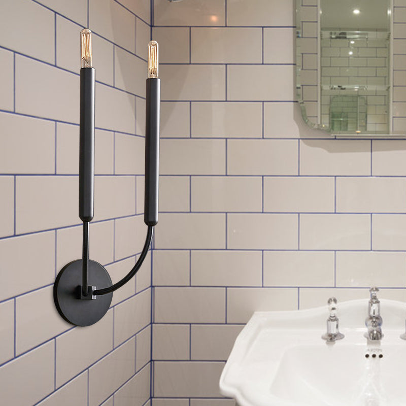 1/2 Lampen Tube Wandlamp Traditionele Metaal Wandlamp in Zwart/Brass voor de Eetkamer