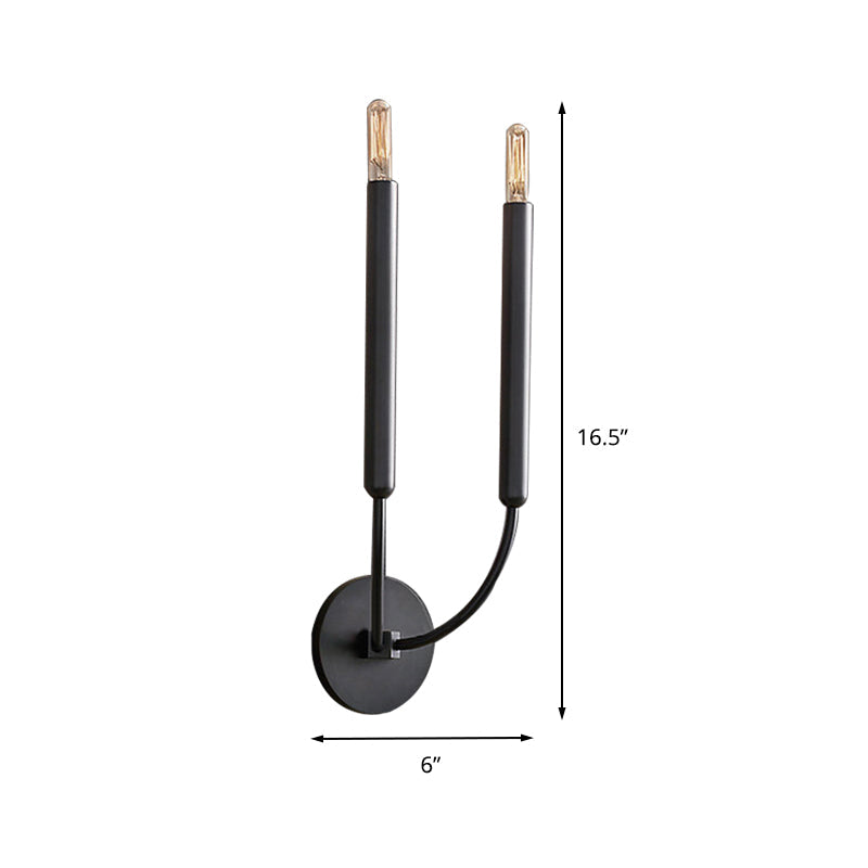 1/2 Lampen Tube Wandlamp Traditionele Metaal Wandlamp in Zwart/Brass voor de Eetkamer