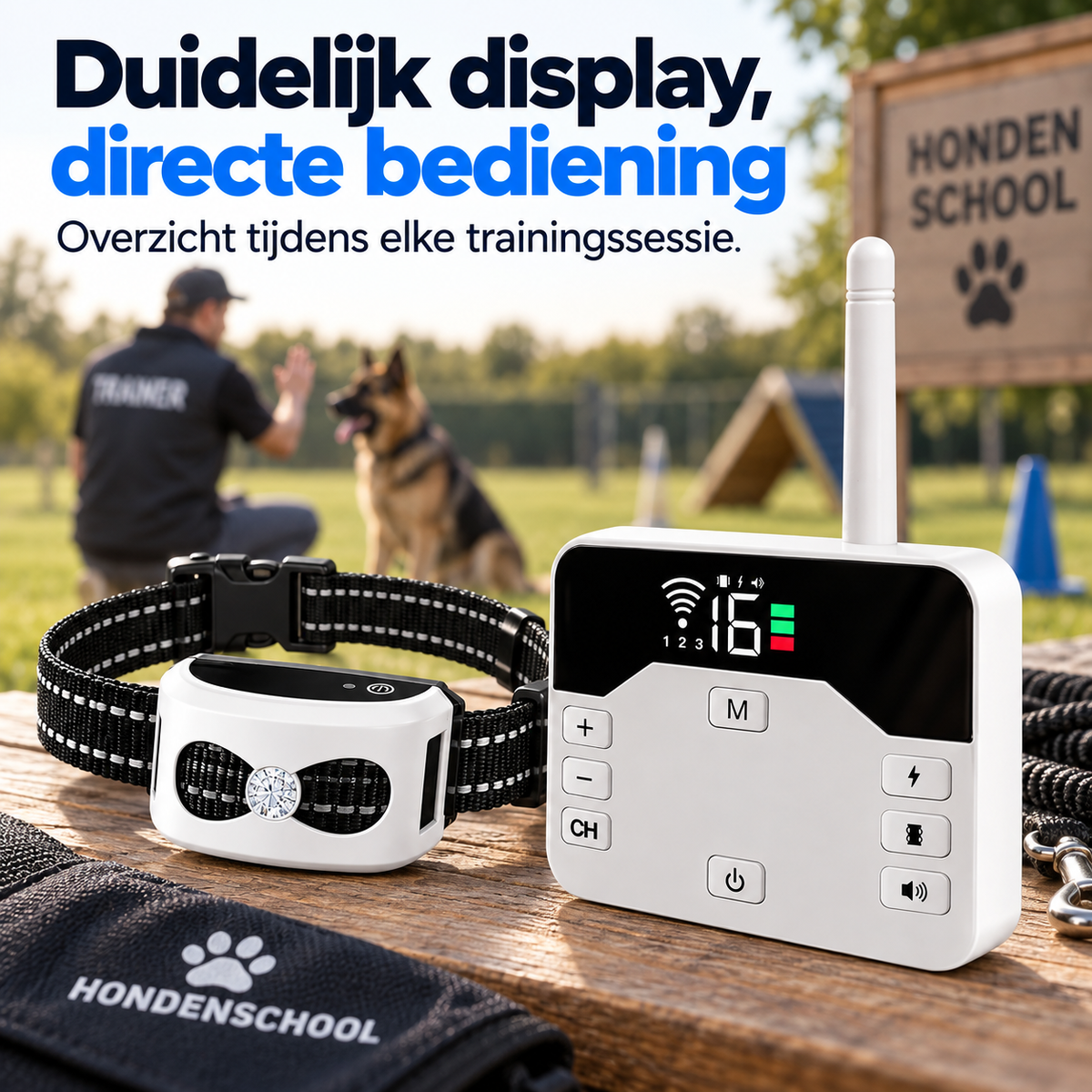 Professionele Trainingshalsband voor Hondenschool & Trainer – 2-in-1 met Bereik tot 300 m