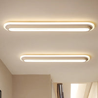 Ovale Plafondlamp Moderne Metalen LED Zwarte/Witte Plafondlamp met Acrylaat Diffuser in Wit/Warm Licht, 19"/23"/31" Breed