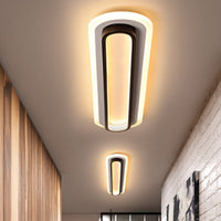 Ovale Plafondlamp Moderne Metalen LED Zwarte/Witte Plafondlamp met Acrylaat Diffuser in Wit/Warm Licht, 19"/23"/31" Breed