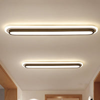 Ovale Plafondlamp Moderne Metalen LED Zwarte/Witte Plafondlamp met Acrylaat Diffuser in Wit/Warm Licht, 19"/23"/31" Breed