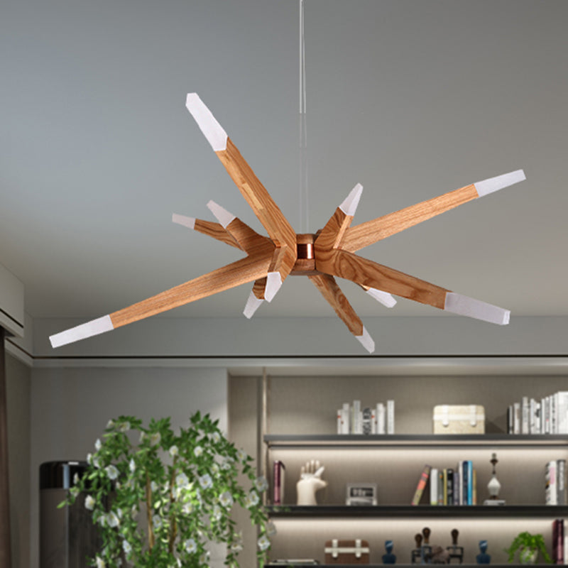 Contemporary Sputnik Kroonluchter Hanglamp 12 Lichten Acryl LED Hangende Plafondlamp met Houten Schaduw